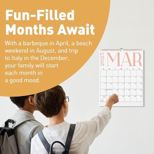 S&O Modern Vertical 2025 Wall Calendar - Tear-Off Monthly Calendar - 18 Month Academic Wall Calendar - Hanging Calendar to Track Anniversaries & Appointments - 13.5"x10.5”in 9