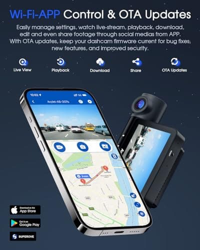 5K 3 Channel Dash Cam, 5G Wi-Fi Built-in GPS with 64GB Card, 4K+1080P+1080P Front and Rear Inside Triple Car Camera with 3'' IPS Screen, IR Night Vision, Voice Control, 24H Parking Monitor, 512GB Max 5