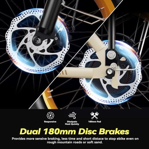 EUYBIKE Foldable Electric Bike for Adults, 30+MPH, 48V 20Ah Removable Lithium Battery up to 80Miles, 20" Fat Tire 1000W Peak Motor Dirt Ebike Adult Electric Bicycle for Beach Mountain E Bike Yellow 6