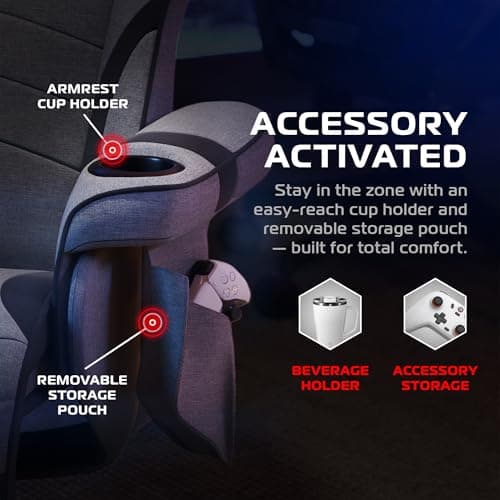 RESPAWN 900 Console Gaming Recliner with Footrest and Lumbar Support - Comfortable Ergonomic Gaming Chair with Headrest, No Wheels, Reclining, Heavy Duty, Racing Style Video Game Chairs - Gray Fabric 5