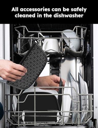 Nuwave Brio Air Fryer Oven, 15.5Qt X-Large Family Size, SS Rotisserie Basket &Skewer-Kit, Reversible Ultra Non-Stick Grill/Griddle Plate, Powerful 1800W, Integrated Smart Thermometer,Black 7