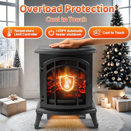 24" Electric Fireplace Heater Stove - Infrared Heater with Realistic LED 3D Flames and Remote Contro, Fire Place Electric, Fake Freestanding Fireplace for Indoor Use, Timer, 750 | 1500W 7