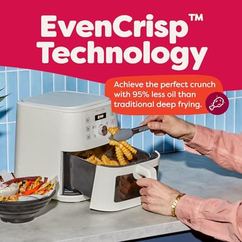 Instant Pot 4Qt VORTEX 6-in-1 Mini Air Fryer, Custom Program Options, Air Fry, Broil, Roast, Dehydrate, Bake, Reheat, Sea Salt, 4 Quarts 6