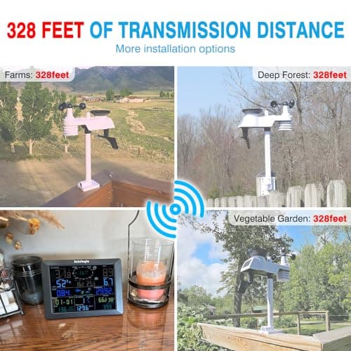Sainlogic WiFi Weather Station, 8.3 inch Large Display Wireless Indoor Weather Stations with Rain Gauge and Wind Gauge,Weather Forecast,Wunderground 5