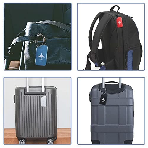 WeBravery Metal Suitcase Tags Travel Bag ID Identifier Aluminum Luggage Tag (4PCS-Blue) 8