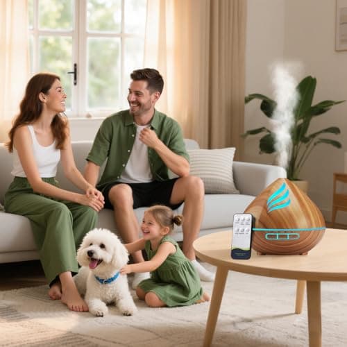 Essential Oil Scent Diffuser: 500ML Aroma Diffuser with Remote Control, Large Fragrance Aromatherapy Diffuser, Mist Humidifier with 14 Colors LED Lights and Auto-Off for Home 6