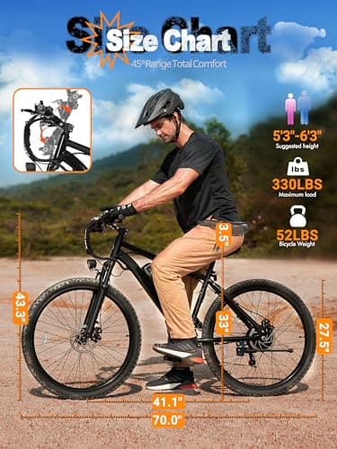 ESKUTE M200 Electric Bike for Adults – 27.5" Mountain E-Bike, 21-Speed, 1200W Peak Brushless Motor 28MPH, 48V 10.4Ah Removable Battery, Up to 55 Miles Range, Step Over Commuter E-MTB, Racer Black 7