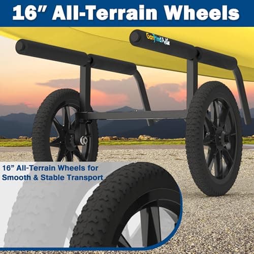 GanFindX Heavy Duty Kayak Cart | Adjustable Foldable Trolley with Durable Wheels, Portable Kayak Transport Cart, Tie-Down Straps Included (Detachable & Heavy-Duty) 5