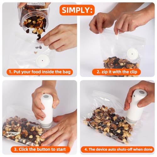 2025 New Handheld Vacuum Sealer for Food storage, Sous Vide and Meal Prep. 1 vacuum machine 2 compact containers and 4 reusable bags, 7-piece Set. Extending freshness up to 5 times longer 5