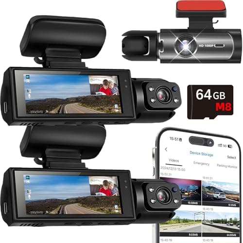 Wireless Dash Cam - 2160P UHD & 1080P, Built-in GPS 5G WiFi, 3.16" IPS Screen, 170° Wide Angle, Night Vision & App Control, 64G SD Card Included (2Pcs)