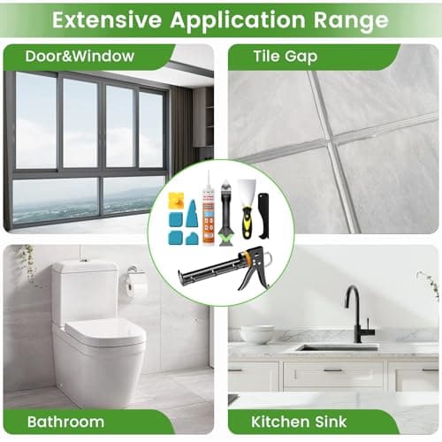 Professional Caulk Gun Kit with Caulk Remover & Silicone Sealant - 5 in 1 Caulking Tool Set for Caulking Removal, Includes Caulking Gun Tool, Silicone Scraper 7