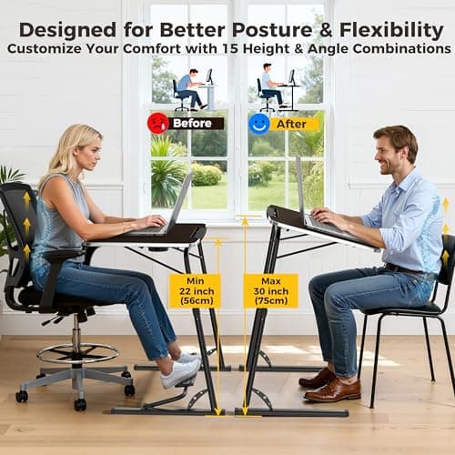 FoldWise Upgraded Folding TV Tray Table - Extra Large & Sturdy Laptop Table for Couch, Height & Angle Adjustable Desk for Dinner, Work & TV - Includes Footrest, Cup Holder, iPad Holder & Edge Stopper 5