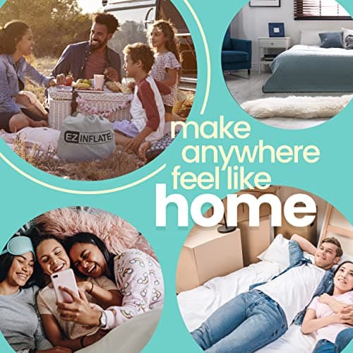 EZ INFLATE Air Mattress with Built in Pump - King Size Double-High Inflatable Mattress with Flocked Top - Easy Inflate, Waterproof, Portable Blow Up Bed for Camping & Travel 9