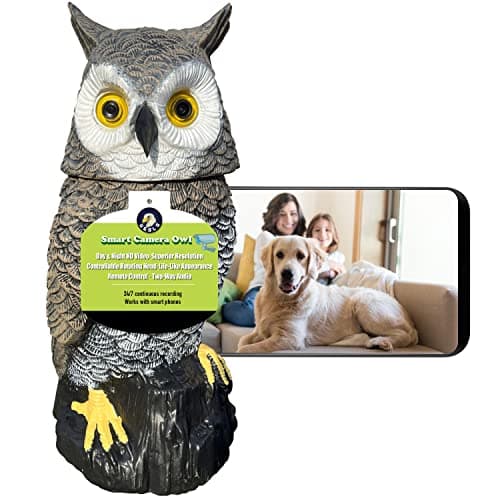 Ugold Indoor Camera Owl, Home Security Camera Owl with Rotatable Head, Night Vision, 2-Way Audio, Works with Phone, Decoration for Home