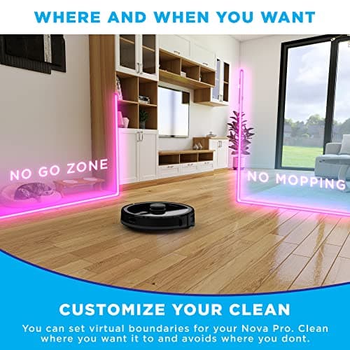 iHome AutoVac Nova Pro, Robot Vacuum Mop Combo, LIDAR Navigation, Self Emptying, Selective Room Cleaning & No Go Zones, Home Mapping, 2700pa Strong Suction, App Control, Hard Floors Carpet Black 3
