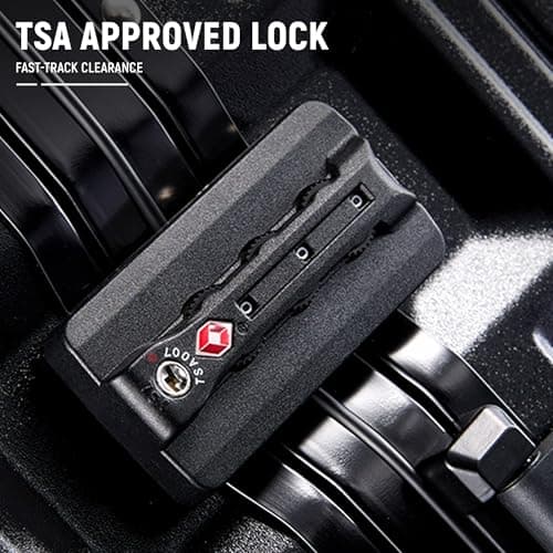 UrbanExplorer 20 Inch Carry On Luggage TSA Approved, Aluminum Frame Zipperless Luggage Carry On with Compartment for Short Trips, ABS+PC Hard Shell Suitcases with Spinner Wheels, Black 5