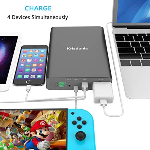 Krisdonia AC Outlet Portable Charger 60000mAh 110V/130W Laptop Power Bank with AC Outlet, 2 USB QC 3.0 and Type-C for Laptop, CPAP, Drone, Projector, Smartphone and Others 6