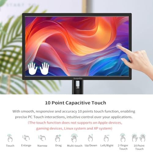 23.8 Inch Touchscreen Monitor FHD 1920x1080P, Height/Pivot/Swivel/Tilt Adjustable Desktop PC Touch Display with Built-in Speakers, HDMI, VGA, Type-B, 75Hz Computer Touch Screen Monitor, VESA, Black 5