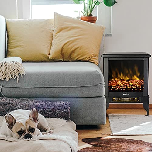TURBRO Suburbs TS17 Compact Electric Fireplace Stove, 18” Freestanding Stove Heater with Realistic Flame - CSA Certified - Overheating Safety Protection - for Small Spaces - 1400W 8
