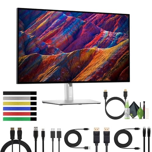 Dell UltraSharp U2723QE 27-Inch UHD HDR IPS WLED LCD 4K Monitor, 3840 x 2160 at 60 Hz with DisplayPort, HDMI USB-C Docking Hub, Computer Monitors Bundle with Cleaning Kit and More