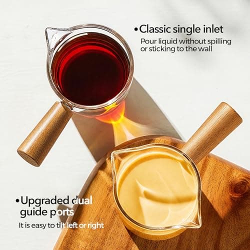 YARRAMATE 2.5 oz/75ML Espresso Shots Cup with Wood Handle, Clear Glass Espresso Measuring Cup with Dual Scale, Shot Glass with Single Spout, Dishwasher Safe 7