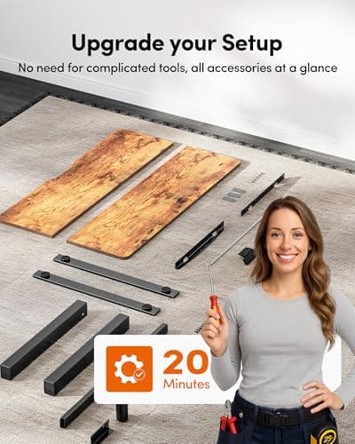 FEZIBO Electric Standing Desk, 48 x 24 Inches Height Adjustable Stand up Desk, Sit Stand Home Office Desk, Computer Desk, Rustic Brown 9