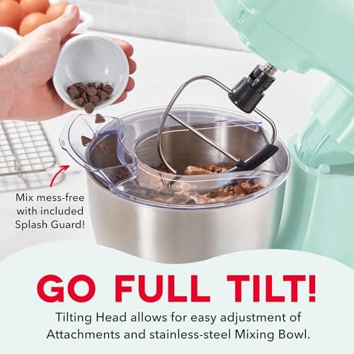 Dash Stand Mixer - Tilt-Head Electric Stand Mixer with Stainless Steel Bowl and Splash Guard For Baking - Aqua, 3.5-Quart 5