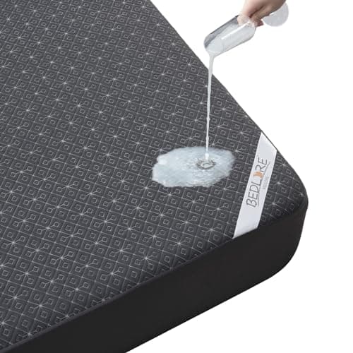 BEDLORE King Mattress Protector, Waterproof Noiseless Mattress Cover with Deep Pocket for 6-18 inches Mattress, Soft Breathable Mattress Pad Machine Washable (Dark Gray) 9