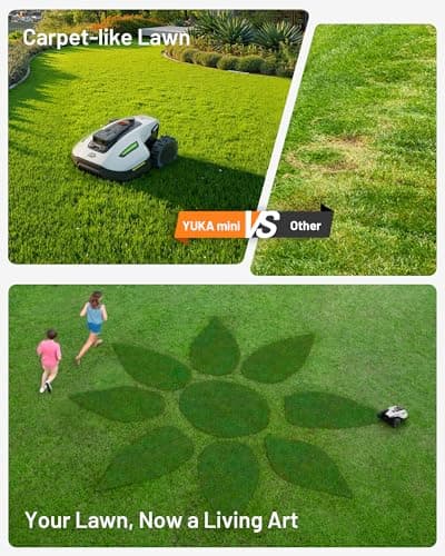 Mammotion YUKA Mini 500H Robotic Lawn Mower Reception 0.12 Acre,Max. 0.25 Acre, Ultrasense AI Vision+ RTK Positioning, Auto Mapping, App Control, 50% Slope, Cutting Height 2''~3.5'', 15 Mowing Zones 5