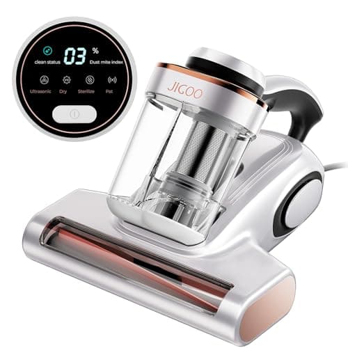 JIGOO Bed Vacuum Cleaner with Dust Sensor, Mattress Vacuum Cleaner with UV & Ultrasonic and High Heating, 13Kpa Suction 500W Powerful Double-Cup Handheld Vacuums (J300, Corded)