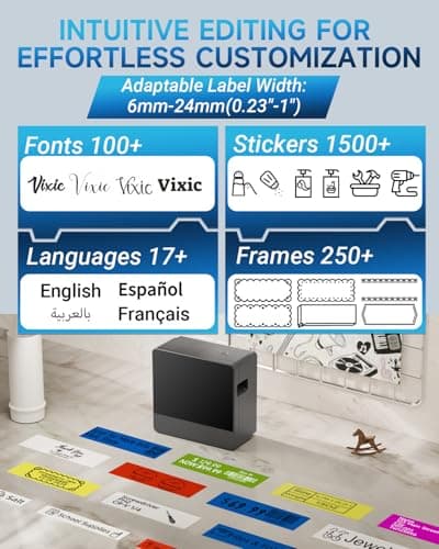 Vixic Label Maker Machine with-Tape,1 Inch Label Maker,P780BT Bluetooth Label Makers Phone Laptop Wireless Connection,Rechargeable Label Machine with Multiple Template Font for Office Small Business 5