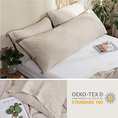 Simple&Opulence Body Pillow Cover 20" x 54",100% Pure Linen, Ultra Soft and Breathable, Body Pillowcase with Envelope Closure for Adults(Linen) 5