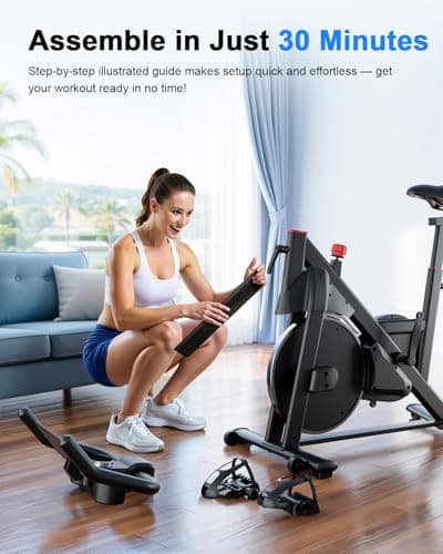 SupeRun Magnetic Exercise Bike for Home Cardio, Stationary Indoor Cycling Bike with 32-Level Resistance & Adjustable Seat/Handlebar, Silent Belt Drive Workout Bike for 5'1" to 5'11" Users 9