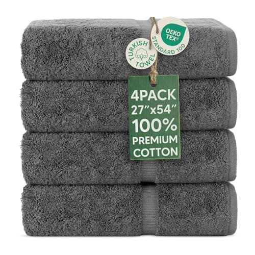 Chakir Turkish Linens | Hotel & Spa Quality 100% Cotton Premium Turkish Towels | Soft & Absorbent (4-Piece Bath Towels, Dark Gray)