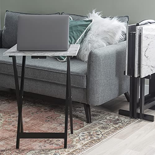 Linon Tray Table Set, 15.75"D x 18.9"W x 26.38"H, White 8