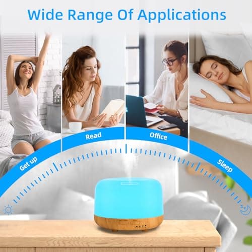 SPLITSKY Aromatherapy Essential Oil Home Diffuser with Remote Control, 300ML Large Room Cool Mist Air Humidifier, 8 Hours Quiet Operation, Timer, 7 Colors LED Night Night，Suitable Home,Yoga. 6