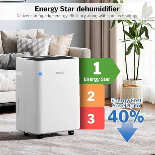 5,000 Sq.Ft Energy Star Dehumidifier For Basement,80 Pints Quiet Dehumidifiers For Home,Large Room, Bedroom With Drain Hose, 1.35 Gallon Water Tank,Smart Humidity Control & Display,4 Operation Modes 6
