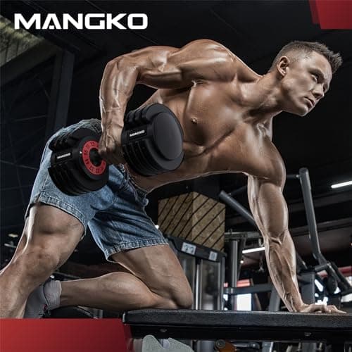 Mangko Adjustable Dumbbell 55LB - 5 Weight Options, Anti-Slip Metal Handle, Perfect for Home Workouts 7