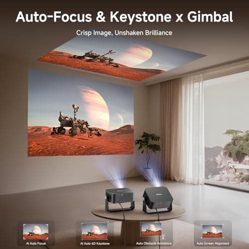 [2000 ANSI/Auto Focus & Keystone/Built-in APP] 4K Outdoor Projector with Wifi and Bluetooth, Smart Portable Projector with Built in Apps YouTube/PrimeVideo & Dolby, Home Theater Projector with HDR10+ 5