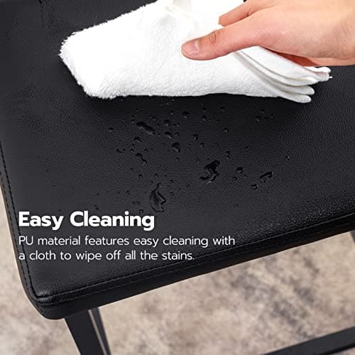 HOOBRO Bar Stools, Set of 2 Bar Chairs, Counter Height Stools, Saddle Barstools with Curved Surface, 24.8 Inches, 2.4" Thick Upholstery, for Kitchen, Dining Room, Cafe Black BB10BY01 9