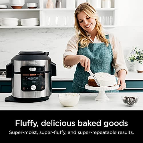 Ninja OL701 Foodi 14-in-1 SMART XL 8 Qt. Pressure Cooker Steam Fryer with SmartLid & Thermometer + Auto-Steam Release, that Air Fries, Proofs & More, 3-Layer Capacity, 5 Qt. Crisp Basket, Silver/Black 11