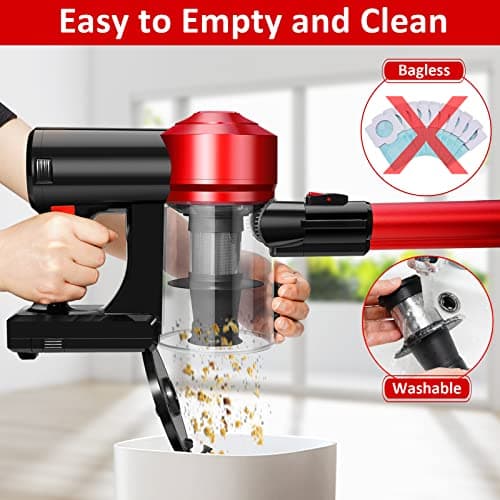 iwoly C150 Cordless Vacuum Cleaner Rechargeable with 2200mAh Detachable Battery, 18000Pa Cyclone Vacuum with HEPA Filter, Lightweight Portable Handheld Stick Vacuum for Hard Floor Car Cleaning 5