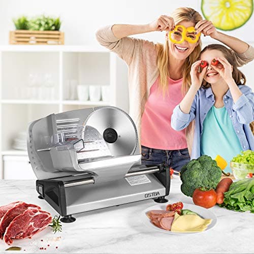 OSTBA Electric Deli Meat Slicer, 200W Food Slicer with 0-15mm Adjustable Thickness, 7.5” Removable Stainless Steel Blade & Food Carriage, Child Safety Lock, Easy to Clean - For Home Use 7