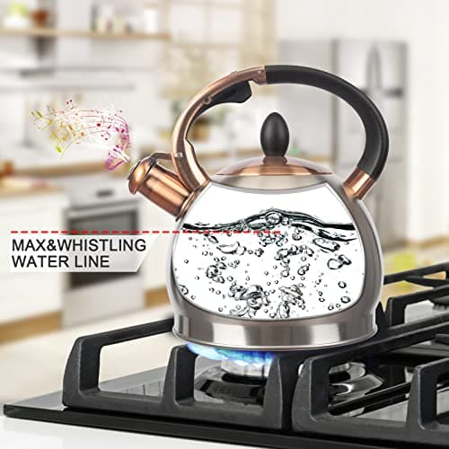 3Quart Whistling Tea Kettle Classic Teapot Stainless Steel Teakettle with Cool Grip for Stovetop 4