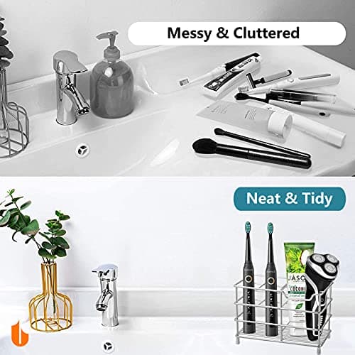 Urbanstrive 304 Stainless Steel Bathroom Toothbrush Holder Toothpaste Holder Stand Bathroom Accessories Organizer (Black, Small) 5
