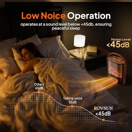 ROVSUN 1500W Electric Fireplace Stove with Realistic Flame Effect, 16''H Portable Freestanding Tabletop Mini Heater with 4 Heat Settings & Overheat Protection for Indoor Home Bedroom Office 7