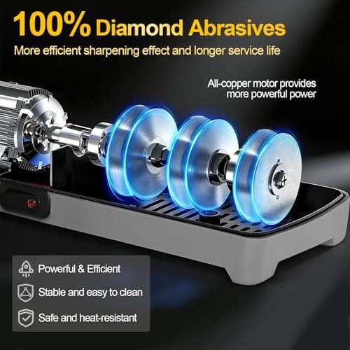 Electric Knife Sharpener for Kitchen – Professional 3-Stage 100% Diamond System with 20° Precision Angle, Fast Sharpening to Restore & Polish Chef Knives(Black) 7