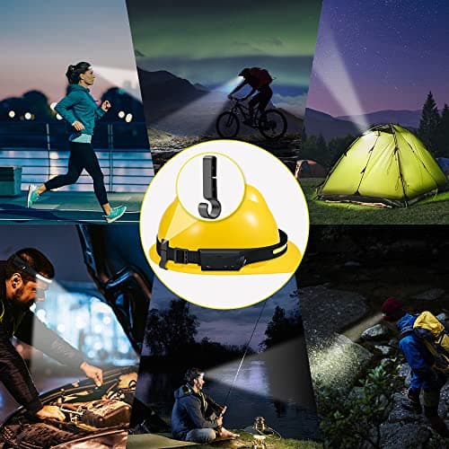 Rechargeable Headlamp 3PCS, 230° Wide Beam Head Lamp, Motion Sensor LED Headlamp Rechargeable, 5Mode Bright Headlamps for Adults, Head Lights for Forehead, Hard Hat Headlight, Camping Essentials Gear 6