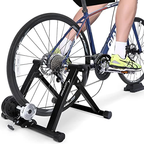 Sportneer Bike Trainer: 8 Level Resistance Magnetic Stationary Bike Stand for 26-28" & 700C Wheels - Bike Trainer Stand for Indoor Riding with Quick Release Lever & Front Wheel Riser Block 8