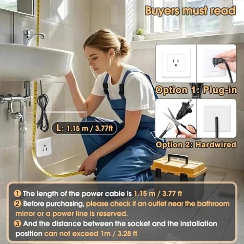 JOHALXER LED Bathroom Mirror, 20x28 in Vanity Mirrors with Backlit Lights for Shaving, Fogless Makeup Mirror Wall Mounted with Demister, Dimmable 3 Color Lighting, IP54, Vertically Only 6